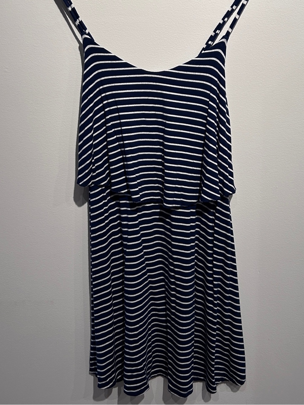 Navy and White Striped Spaghetti Strap Dress